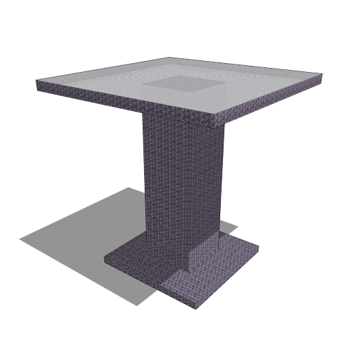 Core Square Rattan Pedestal Table with Tempered Glass Top (#007)