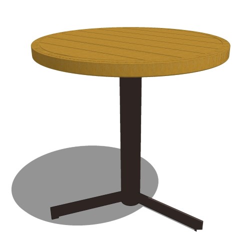 Core Round Teak and Aluminum Table (#044)