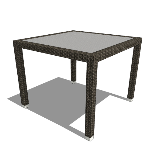 Core Square Polyrattan Side Table with Frosted Glass Top (#046)