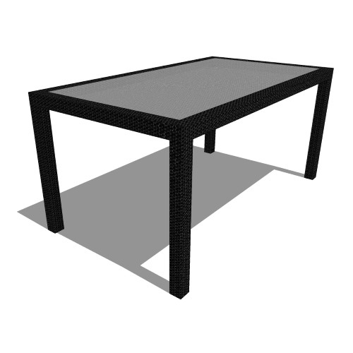 Core Rattan Rectangular Table with Tempered Glass (#064)