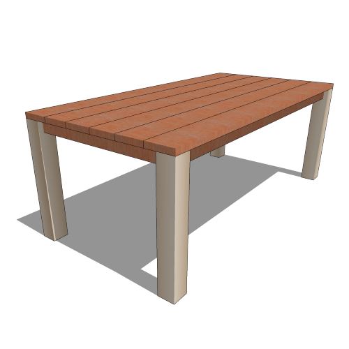 Core Rectangular Teak and Stainless Steel Table (#085)
