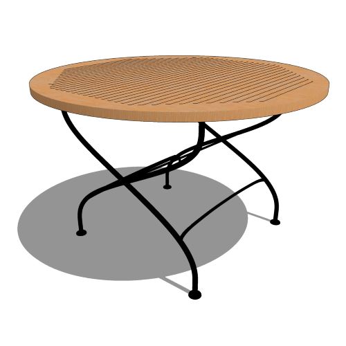 Core Round Teak and Iron Table (#093)