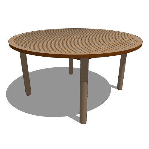 Core Round Teak Top Table with Stainless Steel Legs (#095)