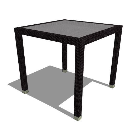 Core Square Polyrattan Table with Frosted Glass Top (#098)