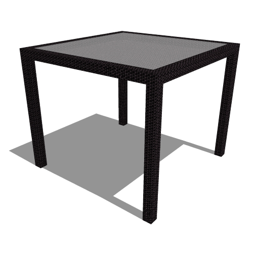 Core Square Polyrattan Table with Frosted Glass Top (#099)