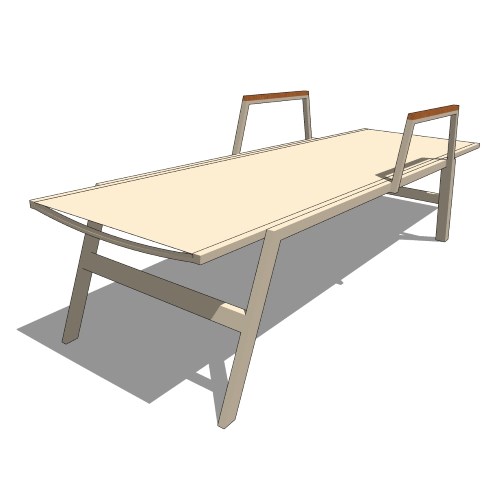 Core Aluminum and Teak Chaise Lounge with Arms (#832)