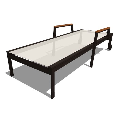 Core Aluminum and Teak Chaise Lounge with Arms and Wheels (#835)