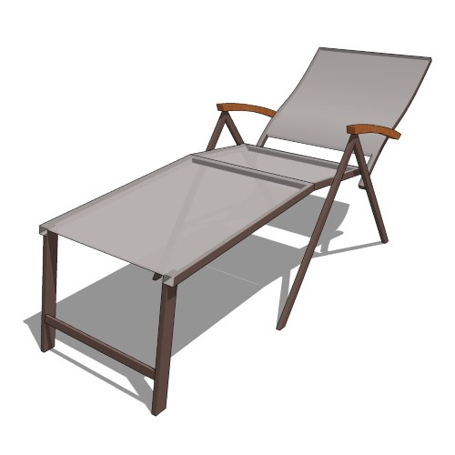 Core Stainless Steel, Sling, and Teak 5 Position Folding Steamer Lounge (#856)