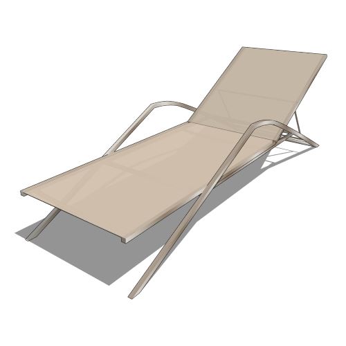 Core Stainless Steel and Sling Praying Chaise Lounge with Teak Arms (#857)