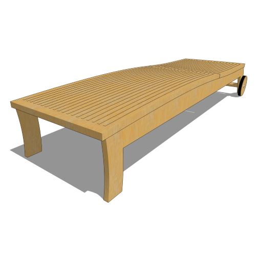 Core Teak Chaise Lounge with Fold Out Tray and Wheels (#872)