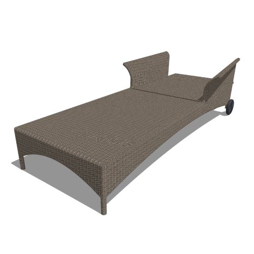 Core Polyrattan and Aluminum Classic Chaise Lounge with Curved Arms and Wheels (#886)