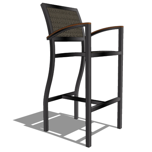 Core Aluminum, Teak and Polyrattan Bar Stool with Arms (#205)