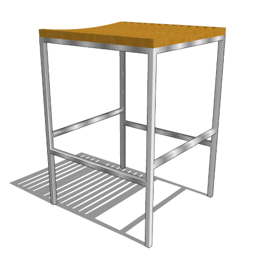 Core Stainless Steel and Teak Backless Bar Stool (#211)