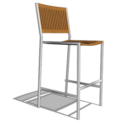Core Stainless Steel and Teak Bar Stool (#212)
