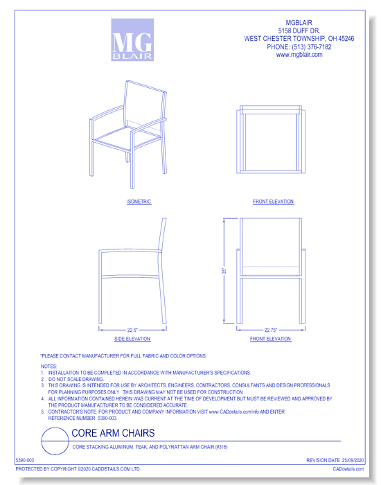 Core Stacking Aluminum, Teak, and Polyrattan Arm Chair (#316)