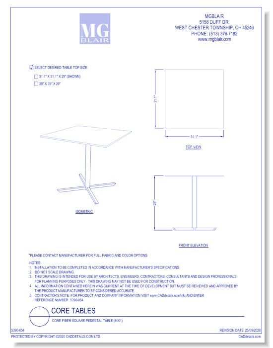Core Fiber Square Pedestal Table (#001)