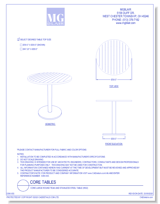 Core Large Round Teak and Stainless Steel Table (#002)
