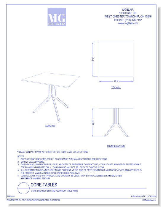 Core Square Fiber and Aluminum Table (#005)