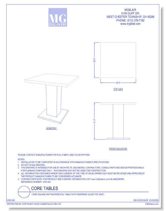 Core Square Rattan Pedestal Table with Tempered Glass Top (#007)
