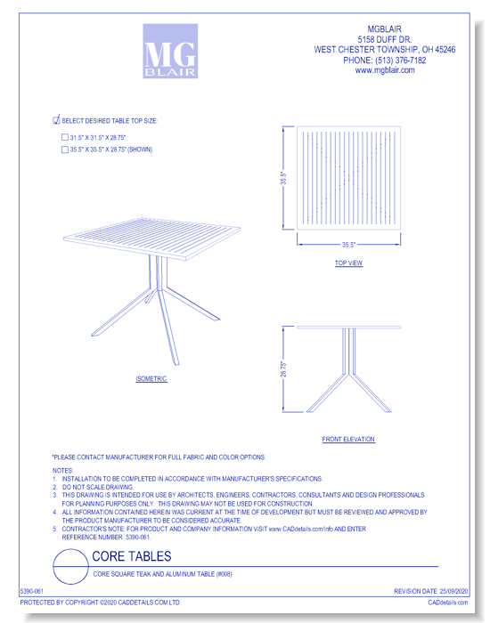 Core Square Teak and Aluminum Table (#008)