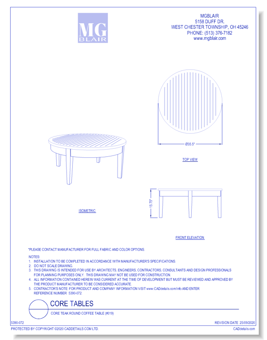 Core Teak Round Coffee Table (#019)