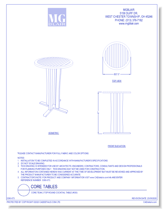 Core Teak 2 Top Round Cocktail Table (#030)