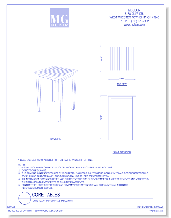 Core Teak 4 Top Cocktail Table (#032)