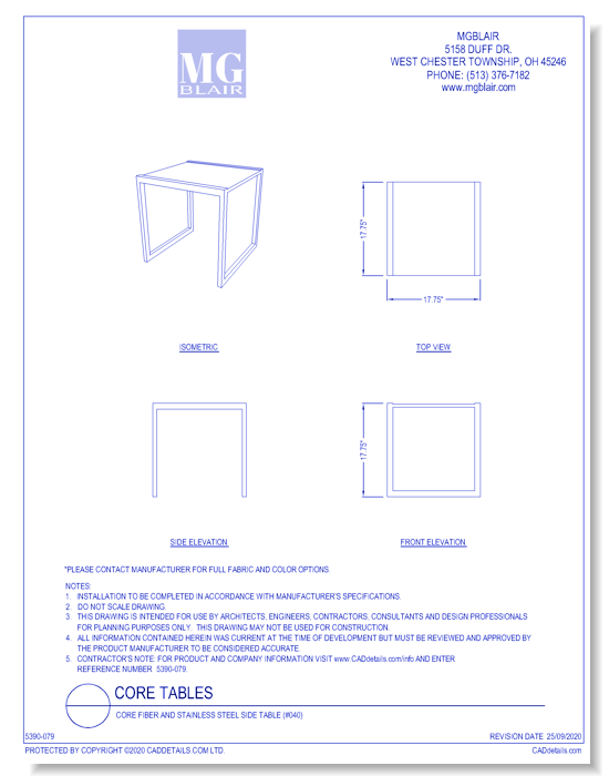 Core Fiber and Stainless Steel Side Table (#040)