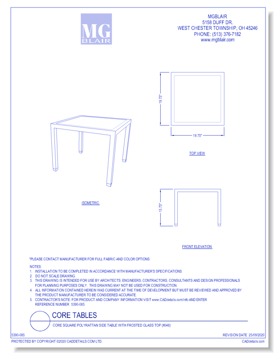 Core Square Polyrattan Side Table with Frosted Glass Top (#046)