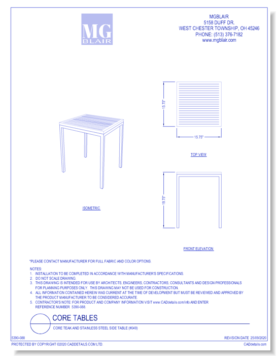 Core Teak and Stainless Steel Side Table (#049)