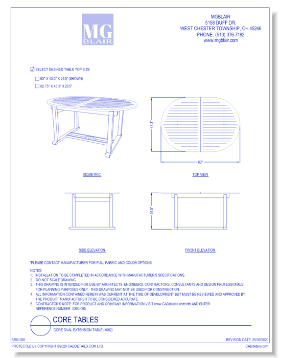 Core Oval Extension Table (#062)