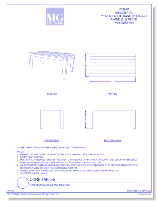 Core Rectangular All Teak Table (#068)