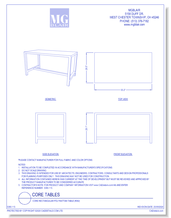 Core Rectangular Polyrattan Table (#082)