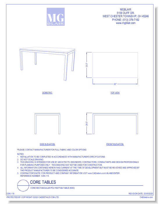 Core Rectangular Polyrattan Table (#083)