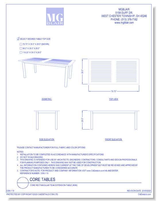 Core Rectangular Teak Extension Table (#086)