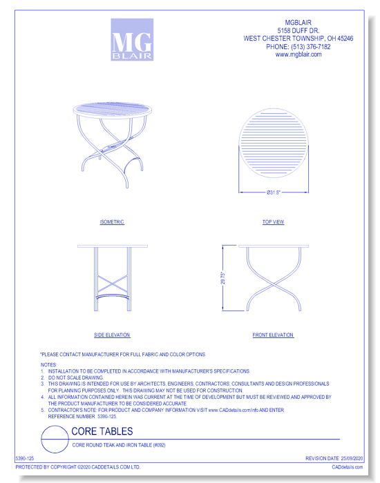 Core Round Teak and Iron Table (#092)