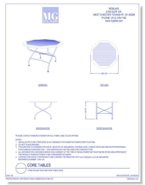 Core Round Teak and Iron Table (#093)