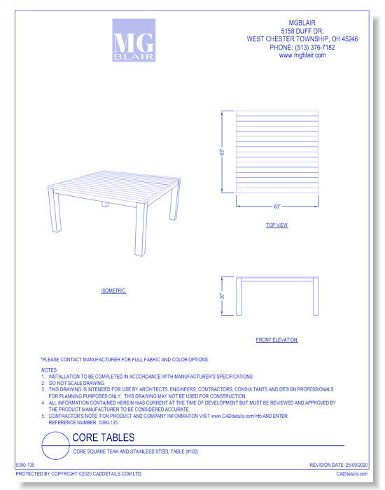 Core Square Teak and Stainless Steel Table (#102)