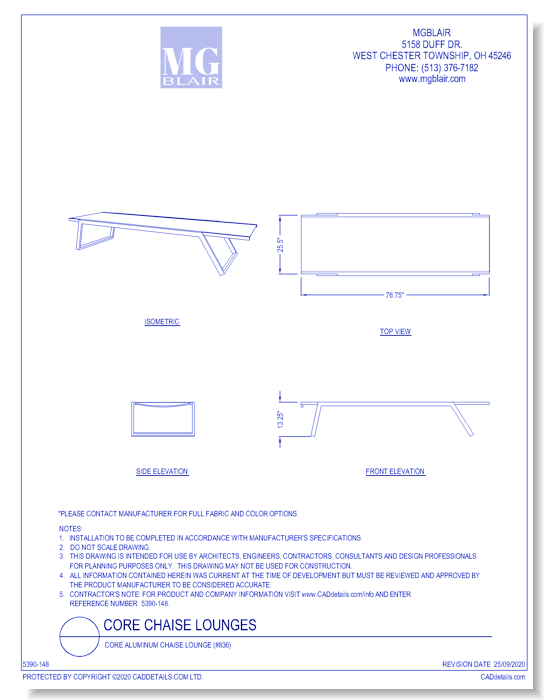 Core Aluminum Chaise Lounge (#836)
