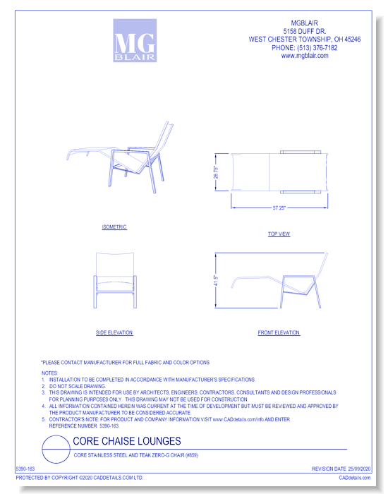 Core Stainless Steel and Teak Zero-G Chair (#859)