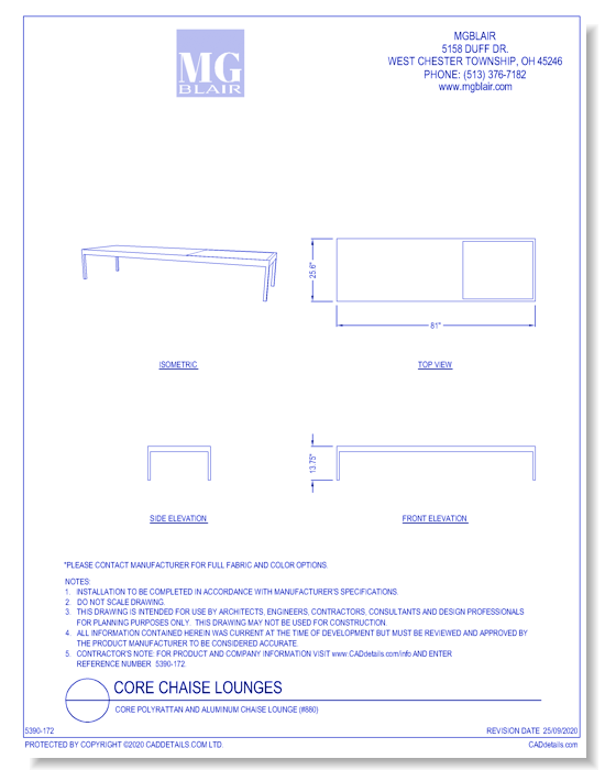 Core Polyrattan and Aluminum Chaise Lounge (#880)