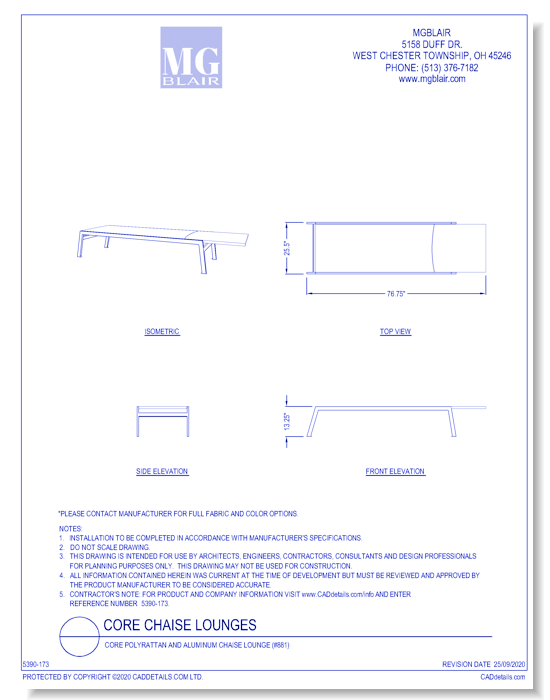 Core Polyrattan and Aluminum Chaise Lounge (#881)