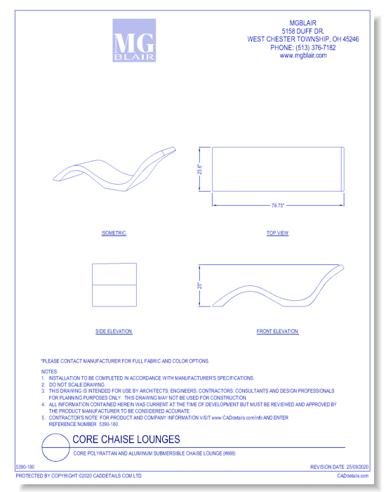 Core Polyrattan and Aluminum Submersible Chaise Lounge (#888)