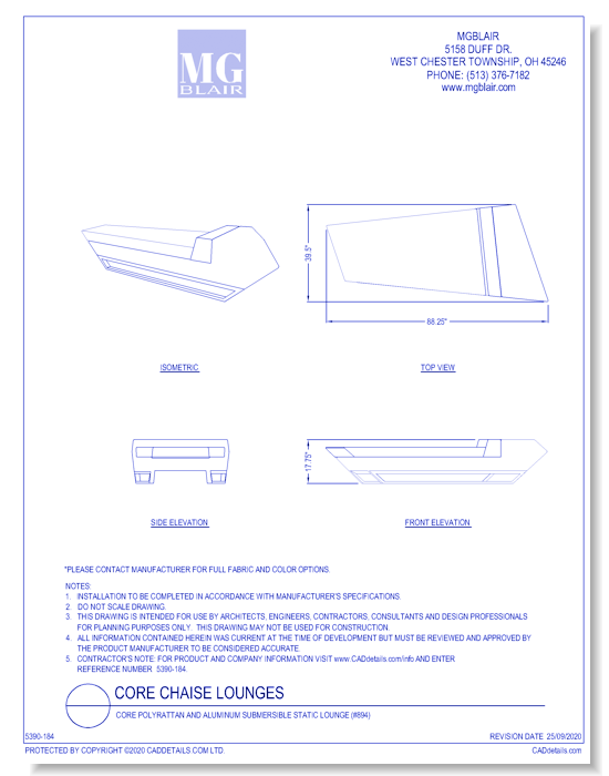 Core Polyrattan and Aluminum Submersible Static Lounge (#894)