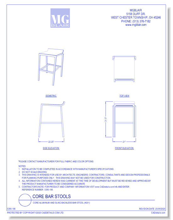 Core Aluminum and Sling Backless Bar Stool (#201)