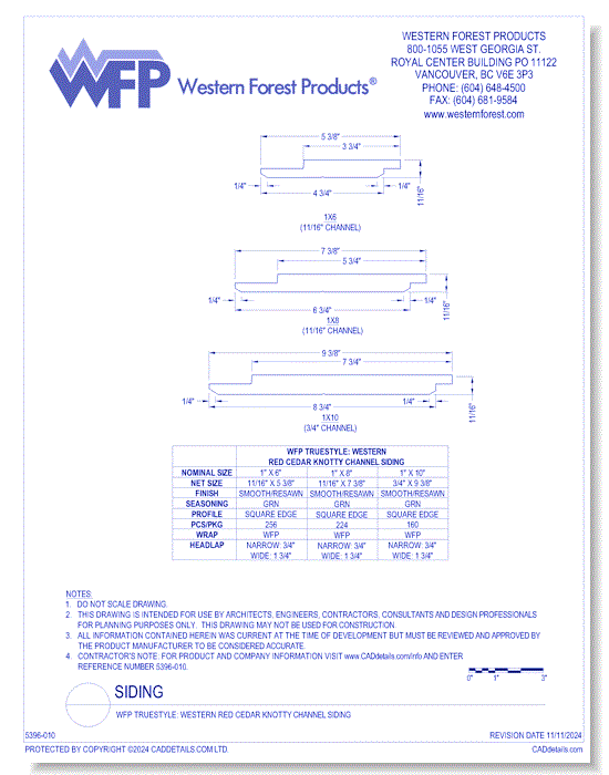 WFP TRUESTYLE: Western Red Cedar Knotty Channel Siding