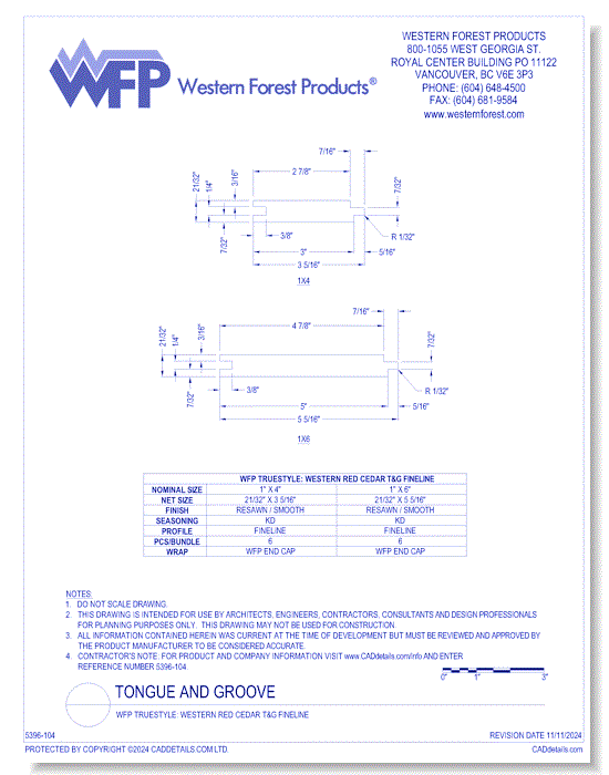 WFP TRUESTYLE: Western Red Cedar T&G FINELINE