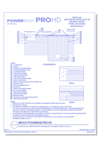 Brock PowerBase PRO HD: Cross Section - Perim Drain Detail Unstable Soil With Cement Stabilization (ALT 2)