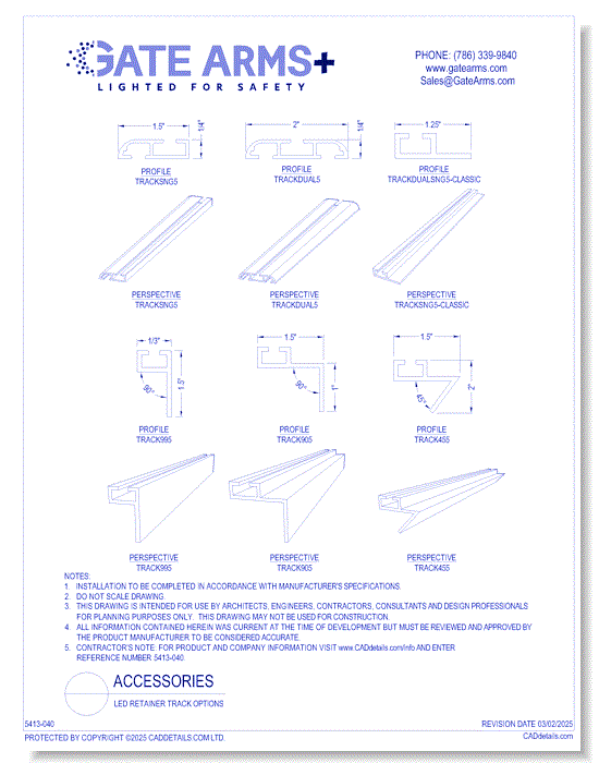 Accessories: LED Retainer Track Options