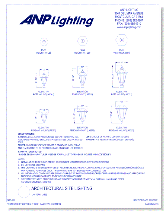 Lantern: LA832 (12", 15", 18")